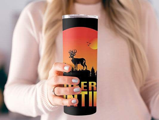 Deer Hunting Sunset Tumbler Cup for Outdoor Enthusiasts