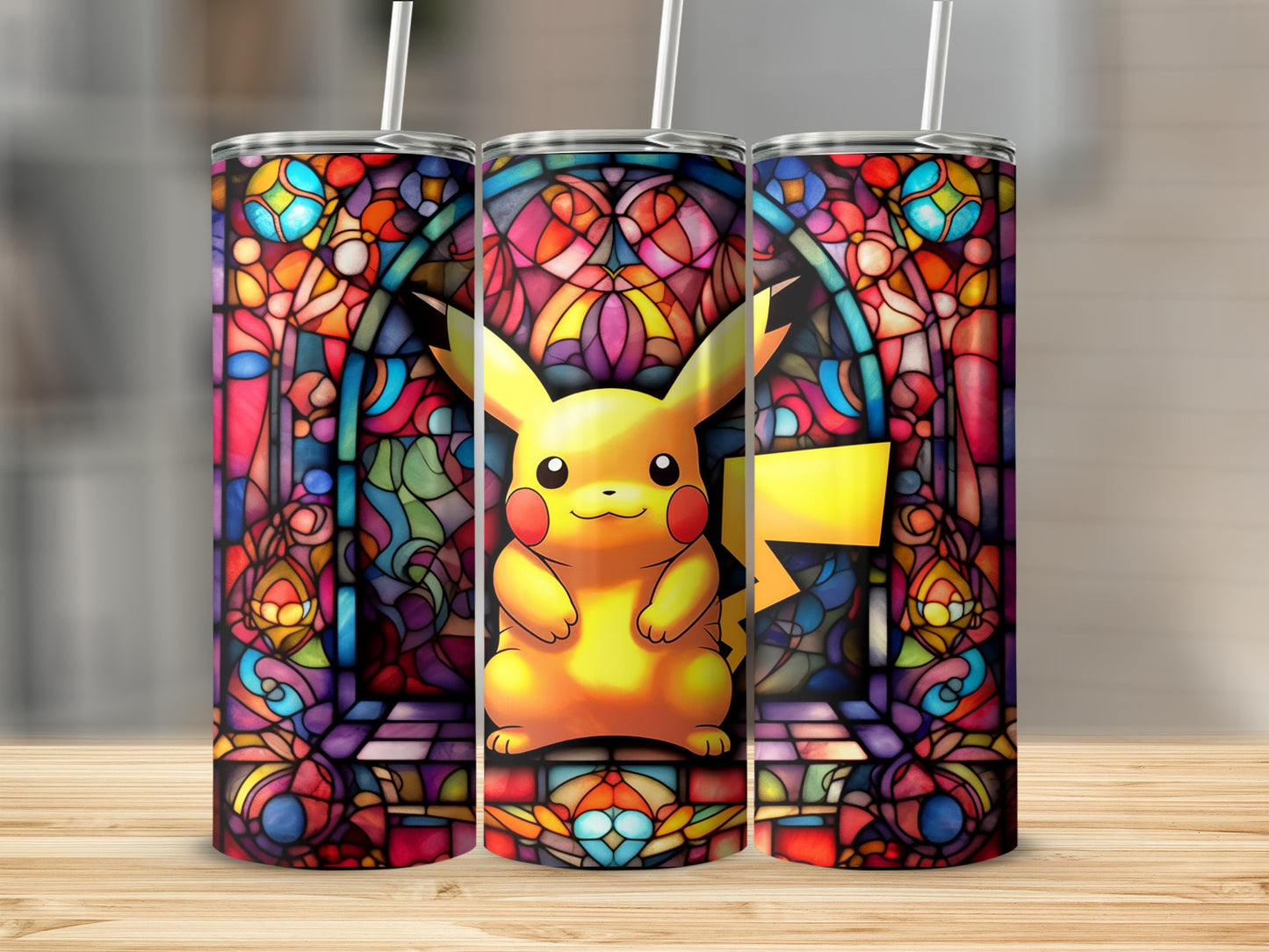 Stained Glass Pikachu Tumbler 20oz Drinkware Flask