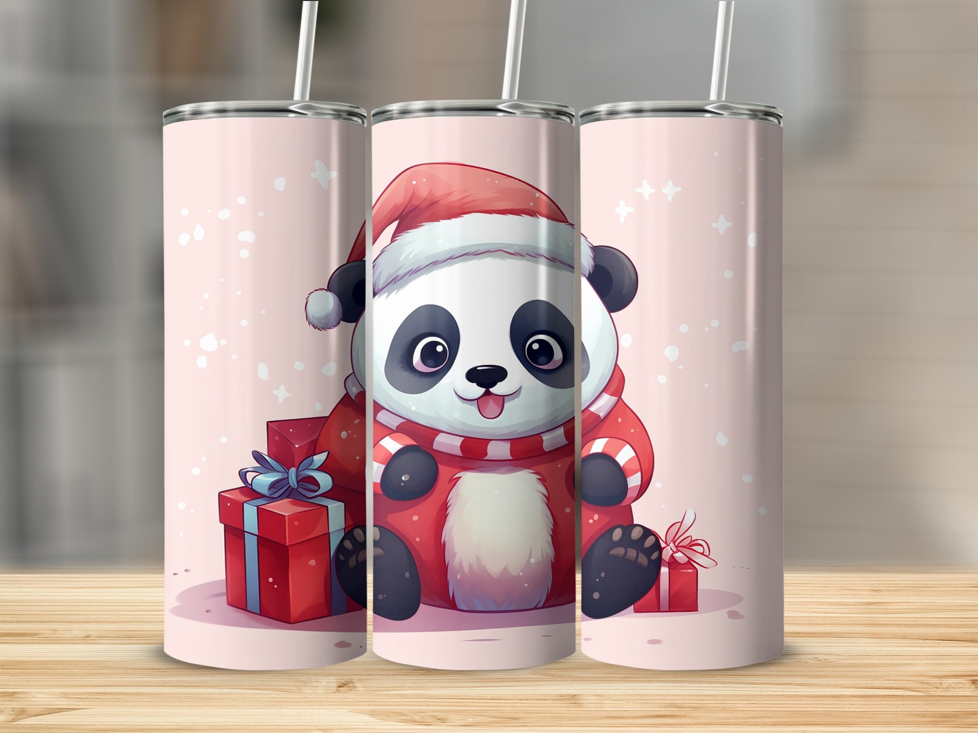 Cute Panda with Christmas Gifts Tumbler Product