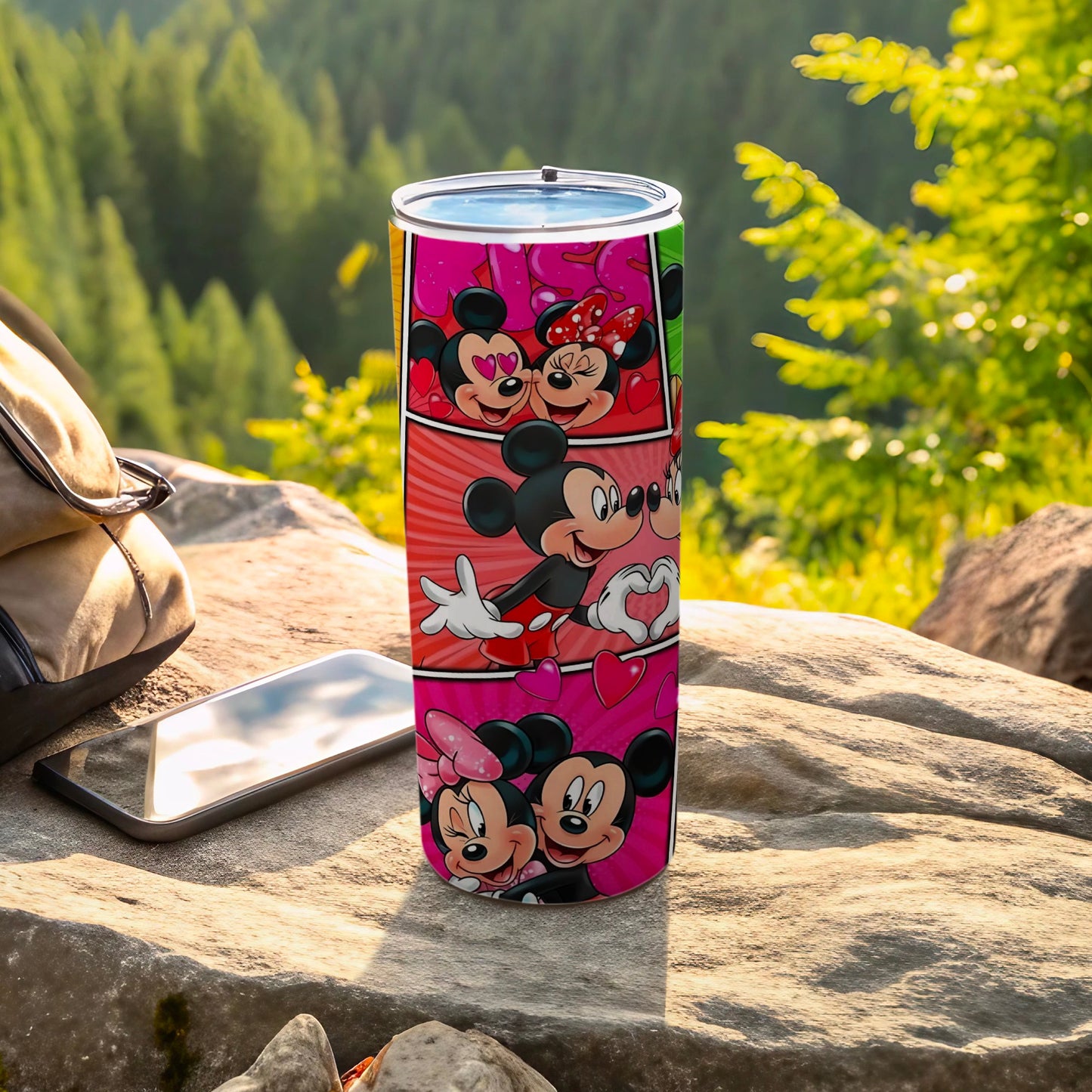 Cute Mickey and Minnie Mouse Love Tumbler Flask