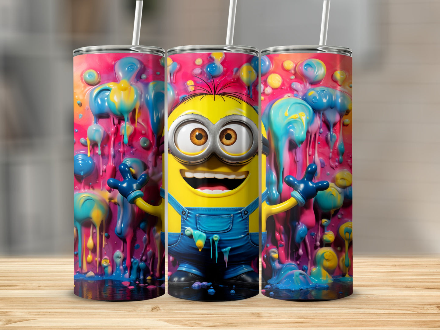 Minion Cartoon Tumbler with Vibrant Colorful Art Design