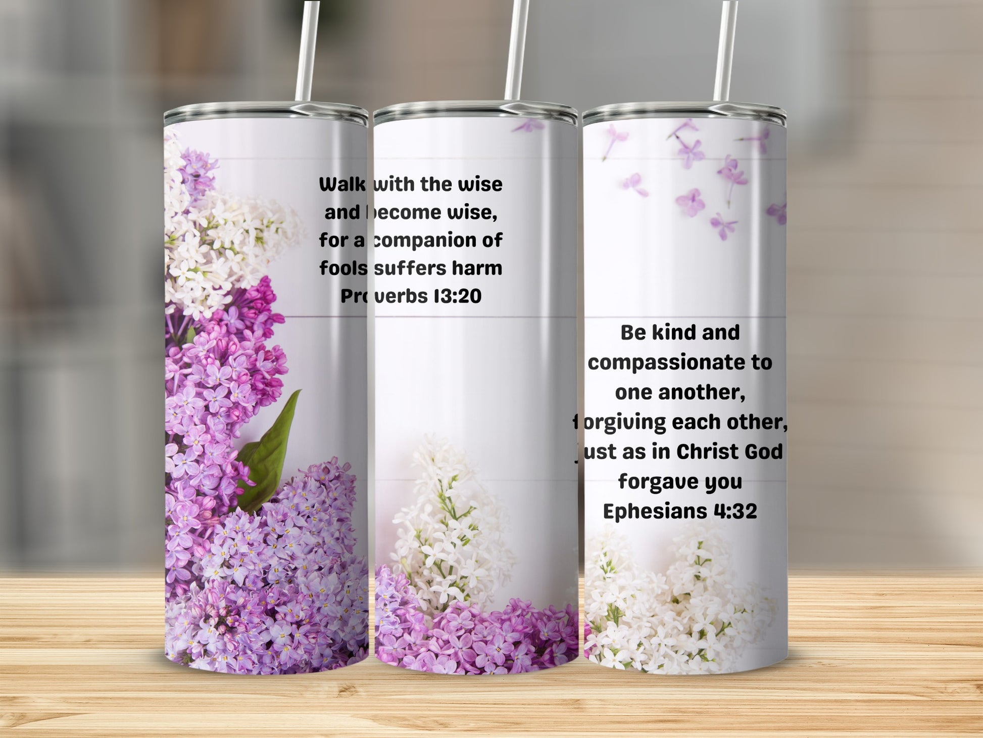 Inspirational Bible Verse Floral Design Tumbler