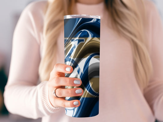 Abstract Kansas City Team Graphic in Blue and Gold Tumblers