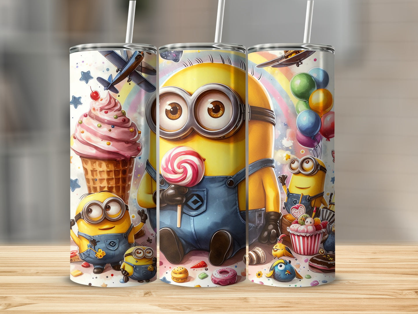Adorable Cartoon Character Tumblers with Fun Decorations