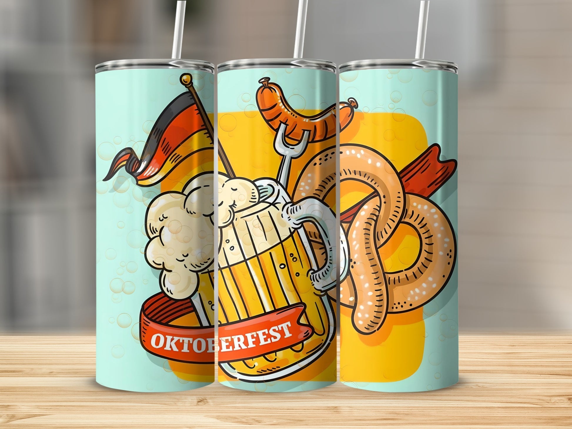 Oktoberfest Festive Beer and Pretzel Tumblers