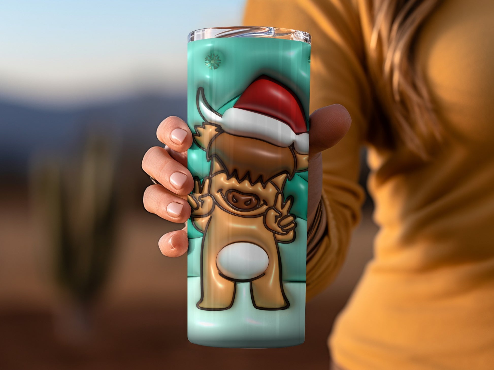 Holiday Cow with Santa Hat Tumbler for Festive Drinks