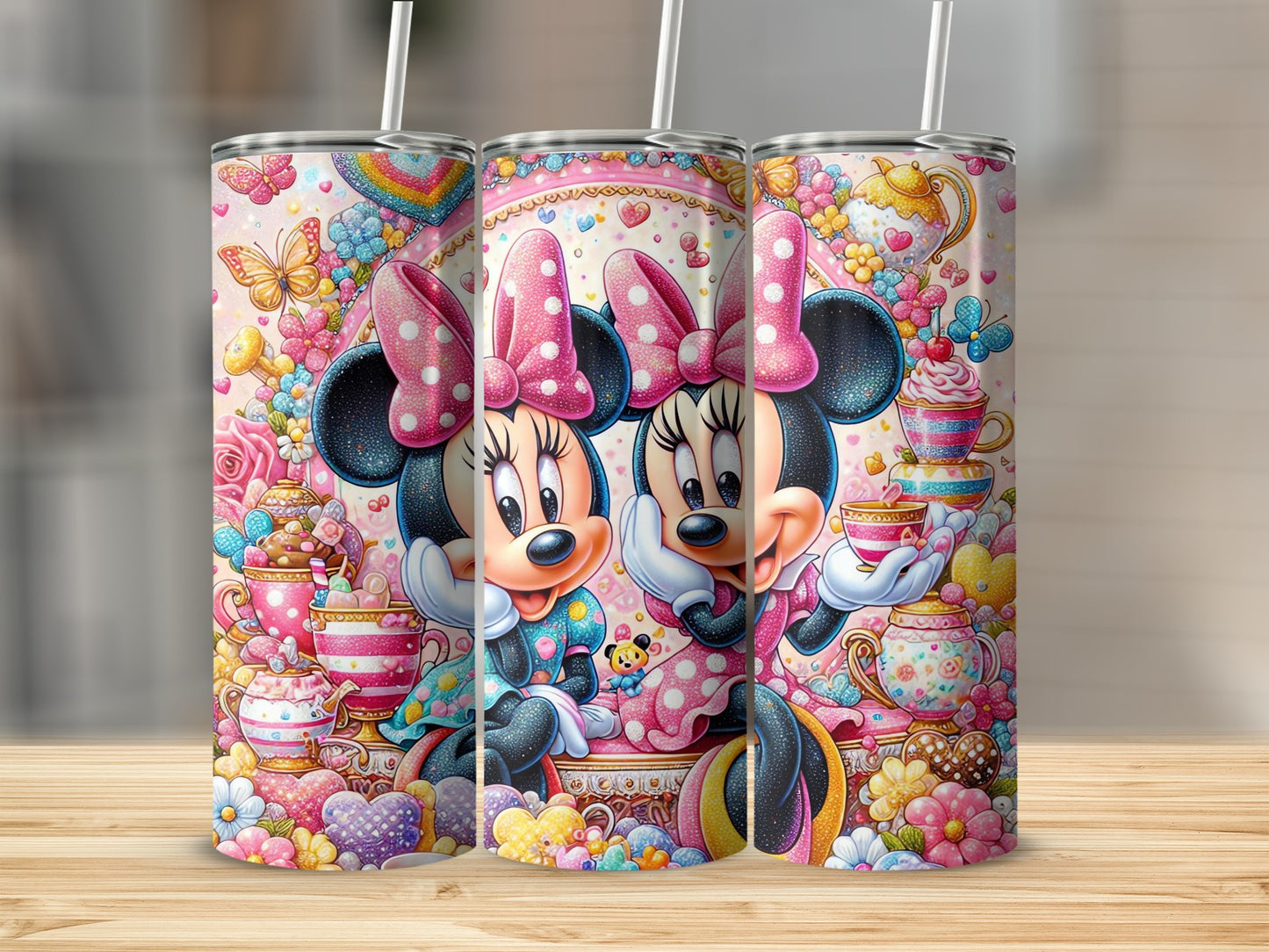 Colorful Minnie Mouse Themed Travel Tumbler Product