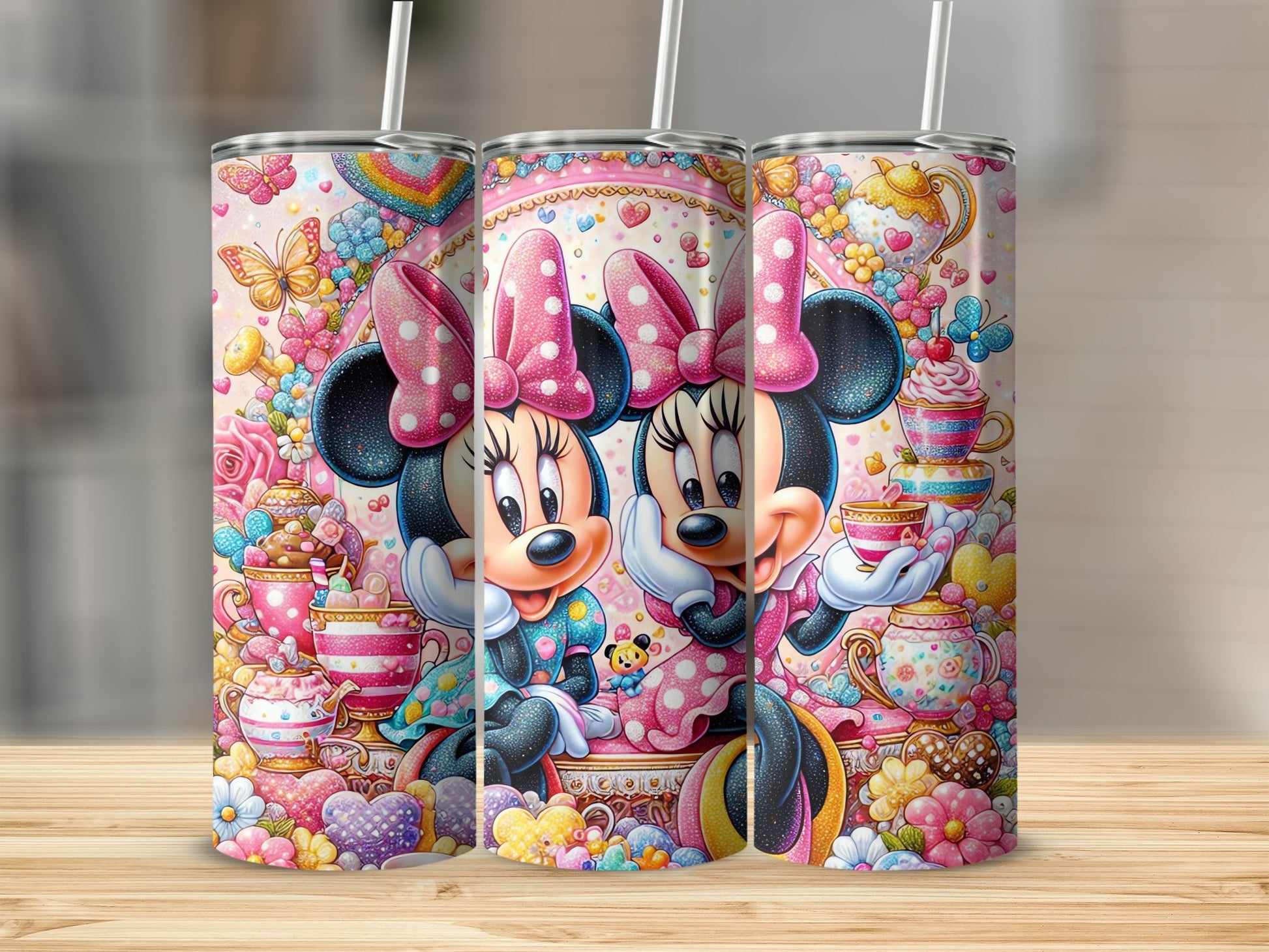 Colorful Minnie Mouse Themed Travel Tumbler Product