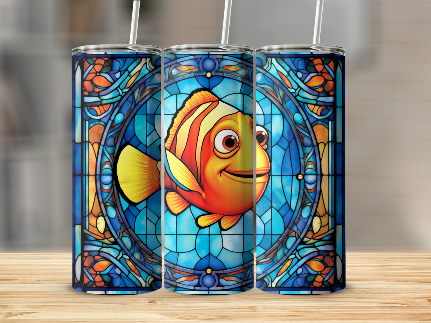 Vibrant Nemo Stained Glass Design Tumbler Product