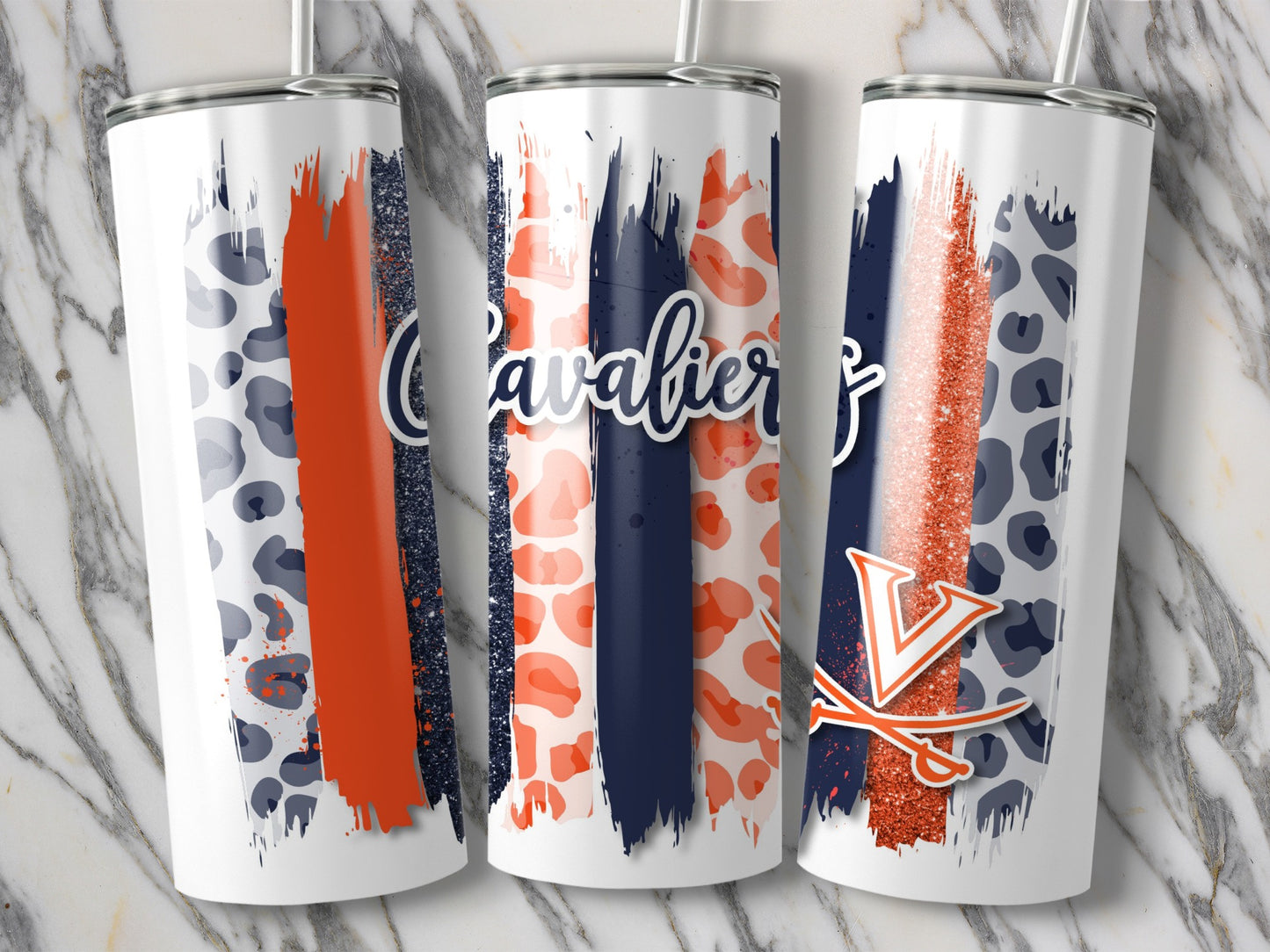 Cavaliers Virginia Stripes Graphic Image Design Tumblers