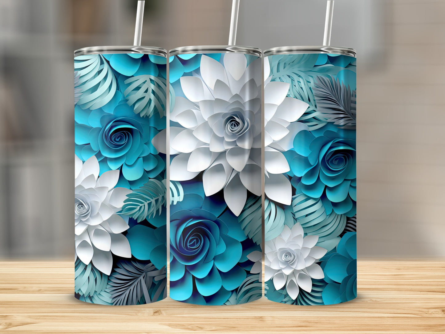 Elegant Floral Design Tumbler for Stylish Beverage Holder