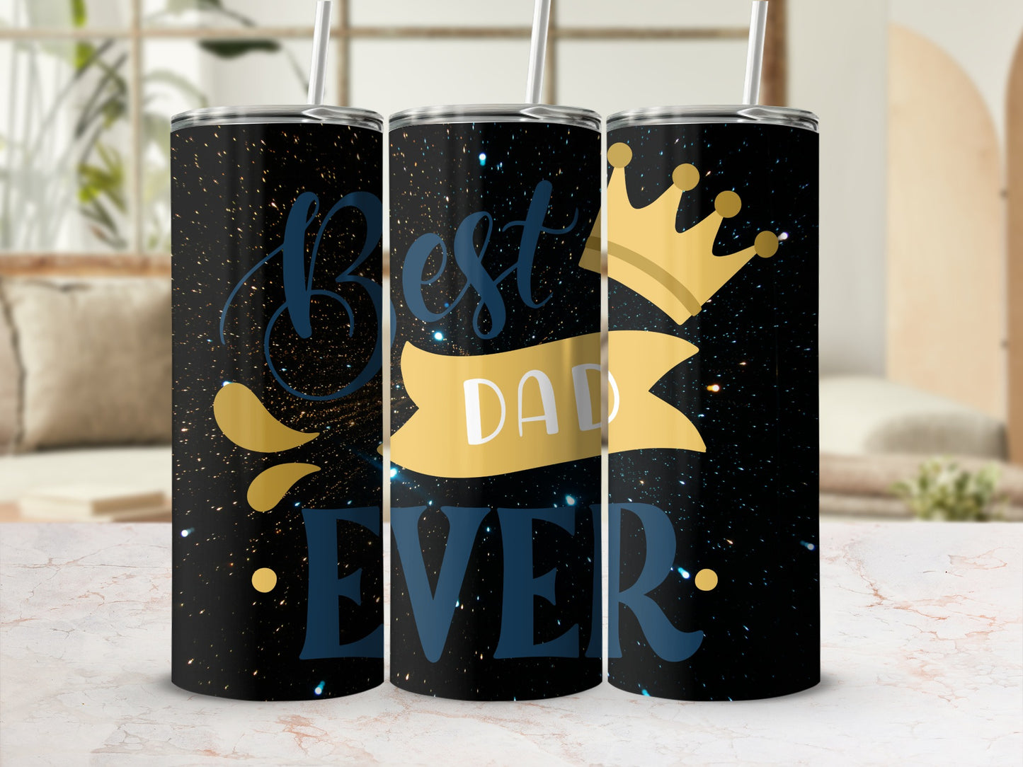 Best Dad Ever Crown Design Tumbler Cup Gift