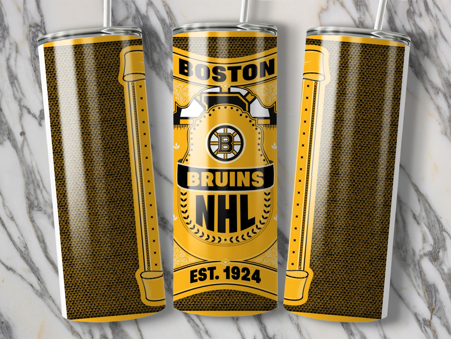 Boston Bruins NHL EST 1924 Label Design Art Tumblers