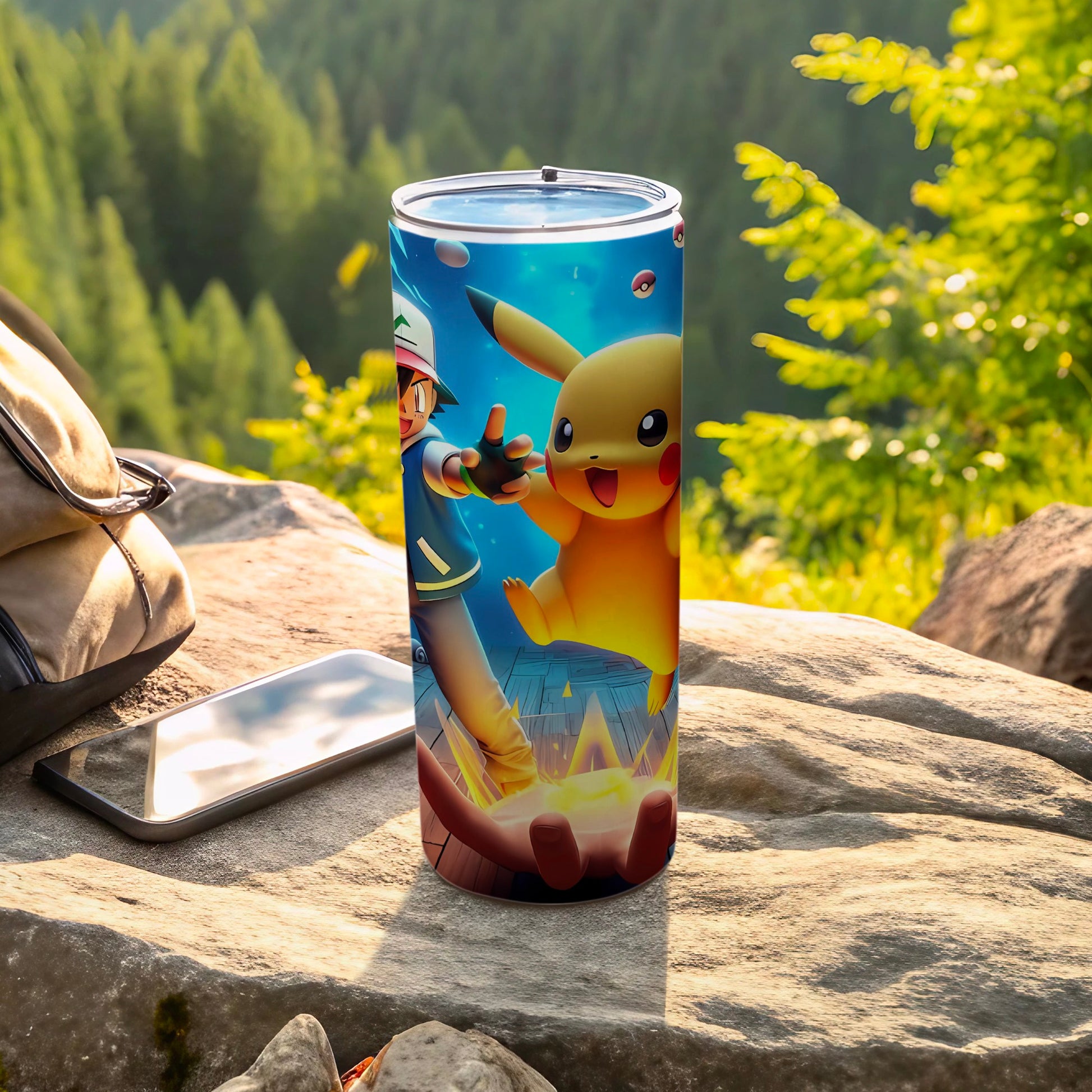Ash Pikachu Hiking Tumbler for Outdoor Adventures