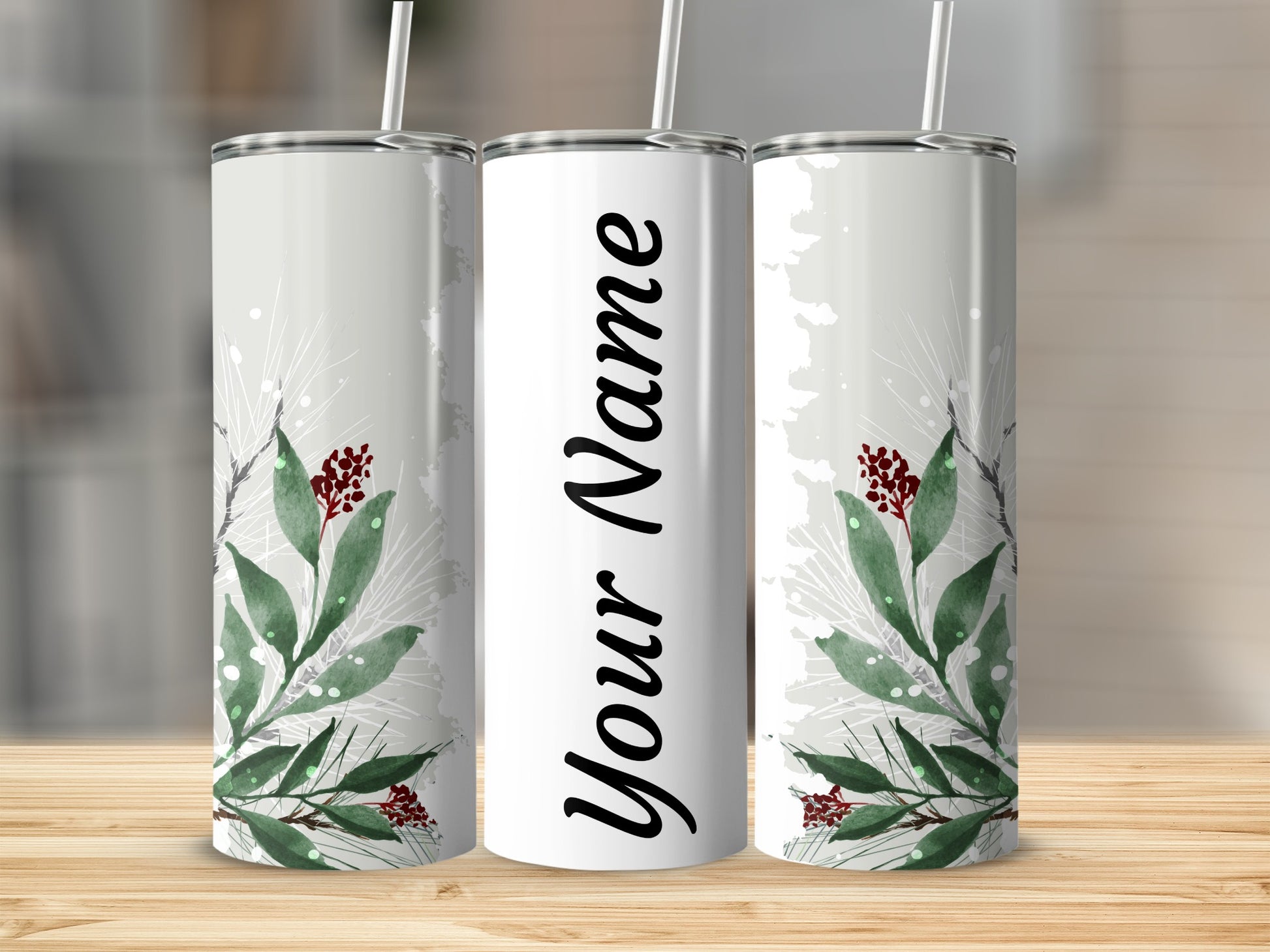 Customizable Floral Design Tumbler with Your Name