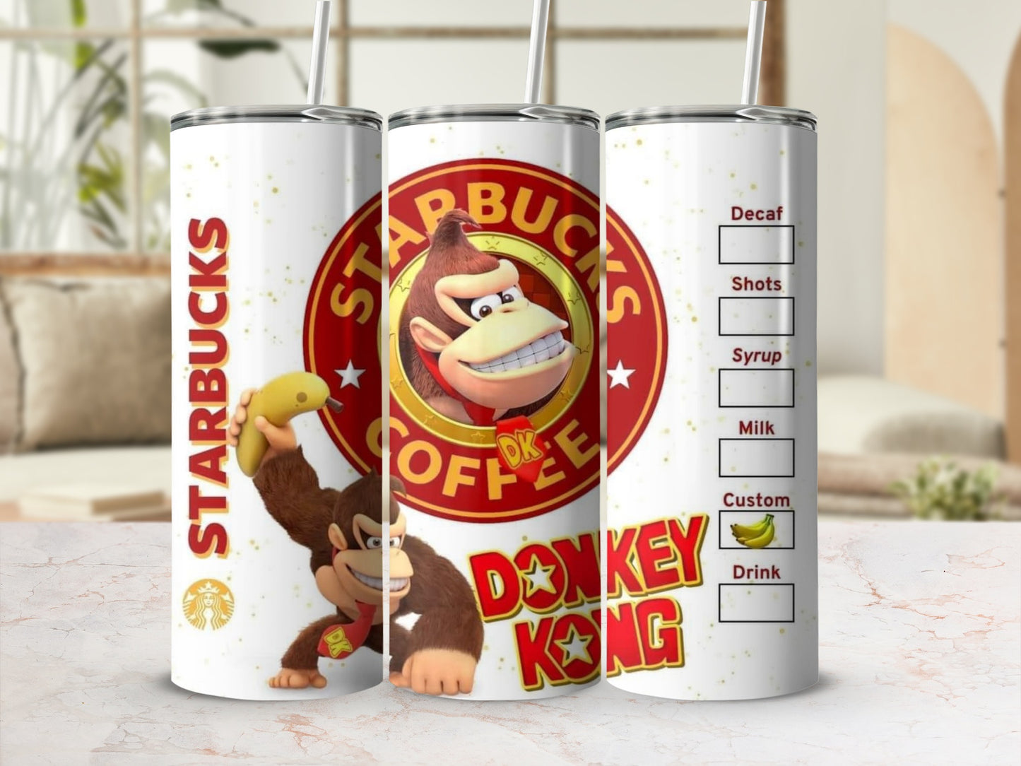 Donkey Kong Starbucks Coffee Custom Drink Tumbler Cup