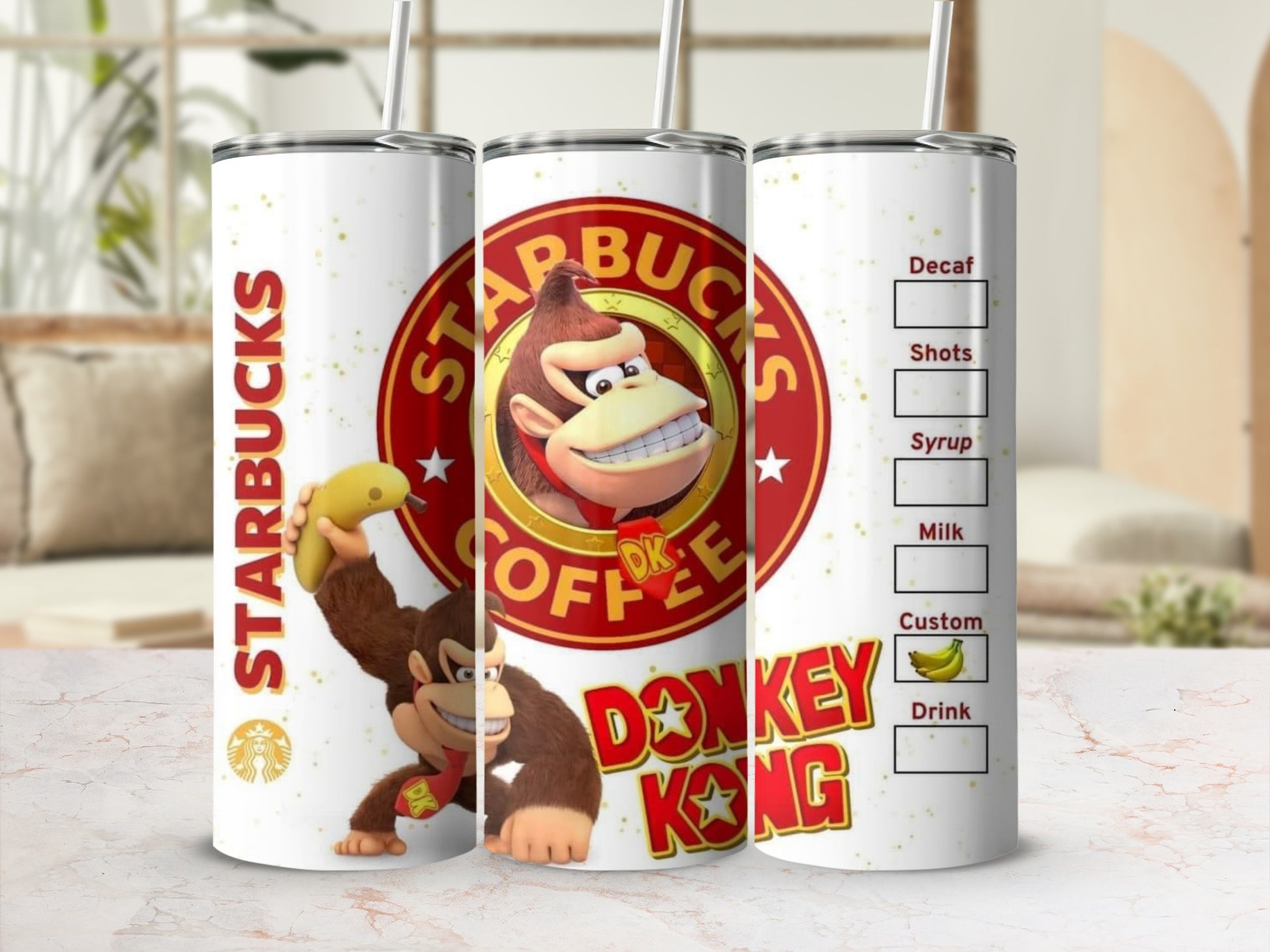 Donkey Kong Starbucks Coffee Custom Drink Tumbler Cup