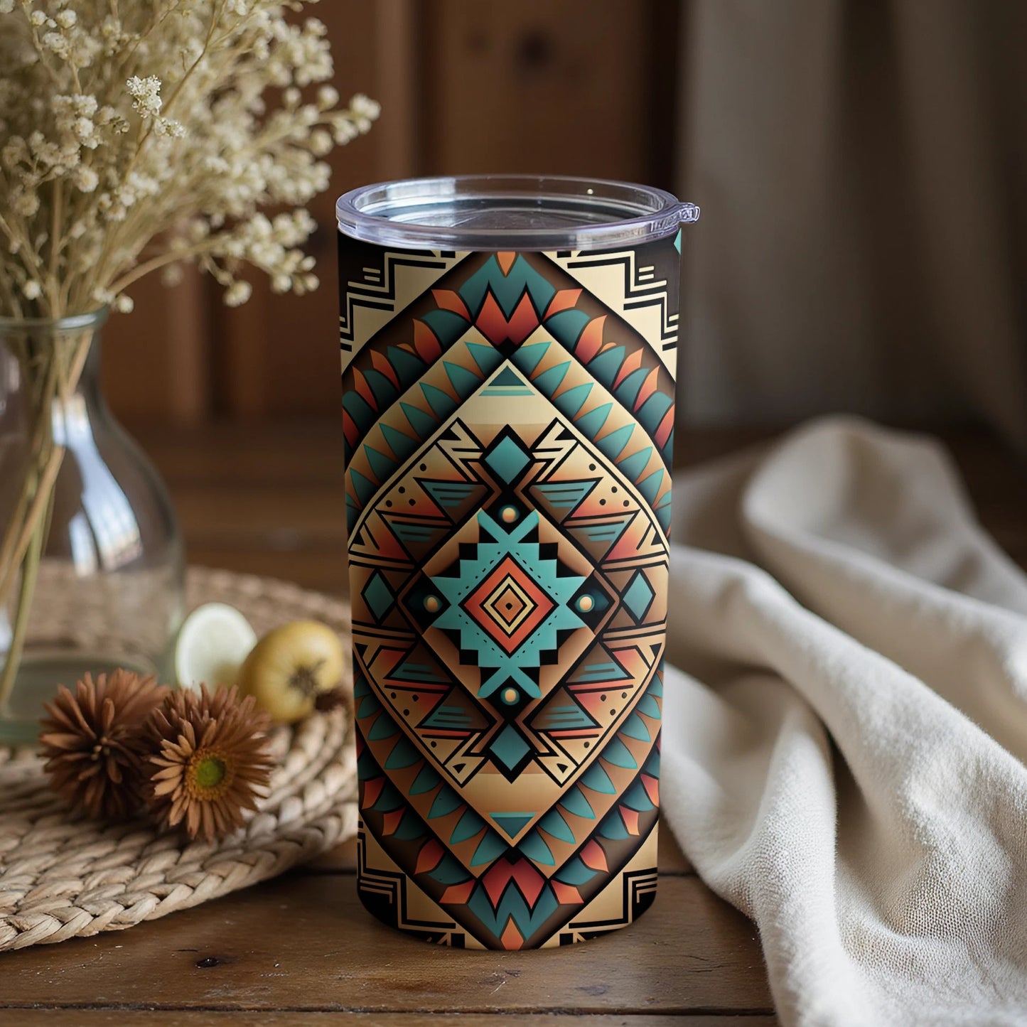Colorful Geometric Pattern Travel Mug Tumbler Product