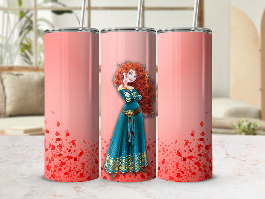 Princess Themed Tumbler with Straw Stainless Steel Flask