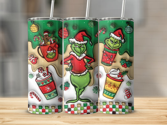 Christmas Themed Grinch Stainless Steel Tumbler
