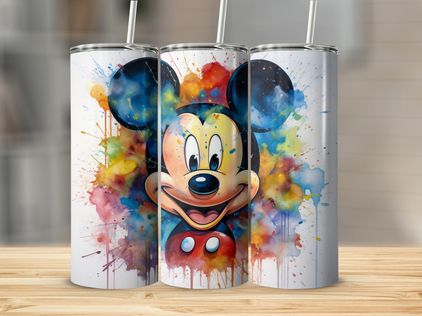 Colorful Mickey Mouse Splatter Art Tumbler Product