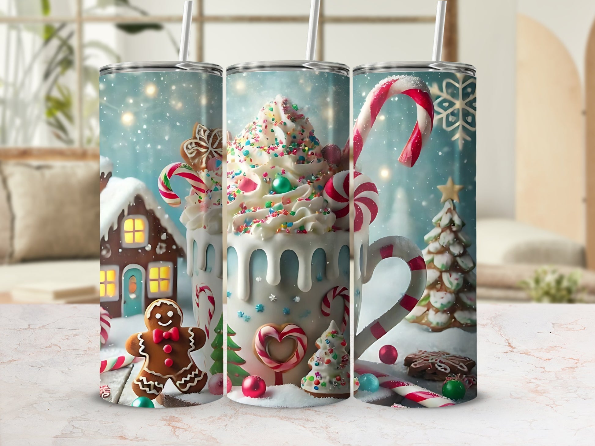 Festive Holiday Gingerbread Sweet Treats Tumbler Cup