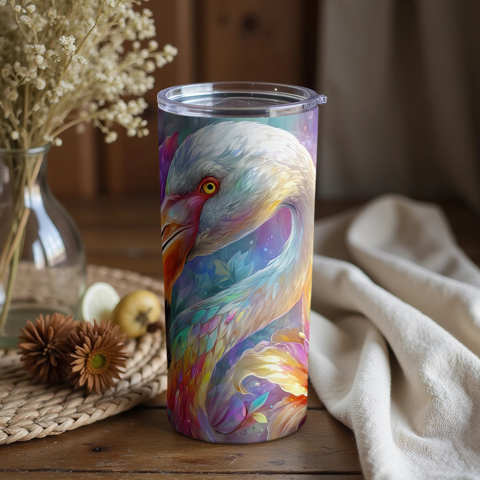Colorful Swan Artistic Design Insulated Tumbler