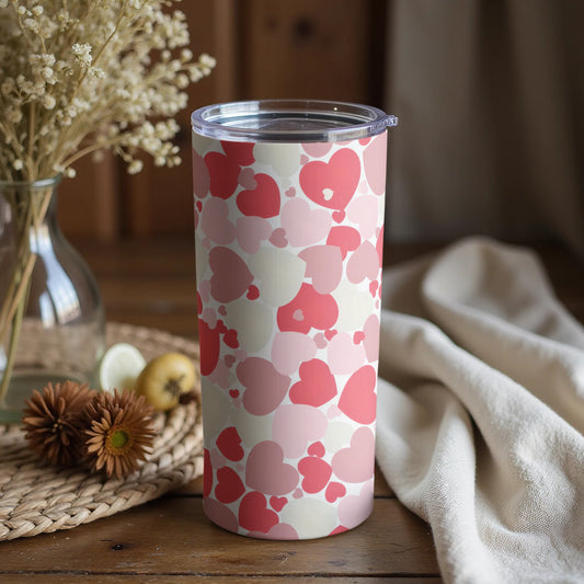Pink and Red Heart Pattern 20oz Insulated Tumbler