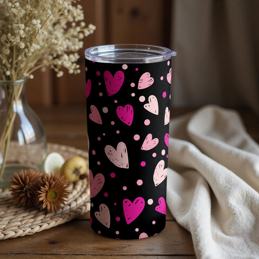 Pink Hearts and Dots Tumbler for Beverages
