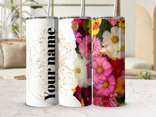 Personalized Floral Tumblers with Custom Name Design