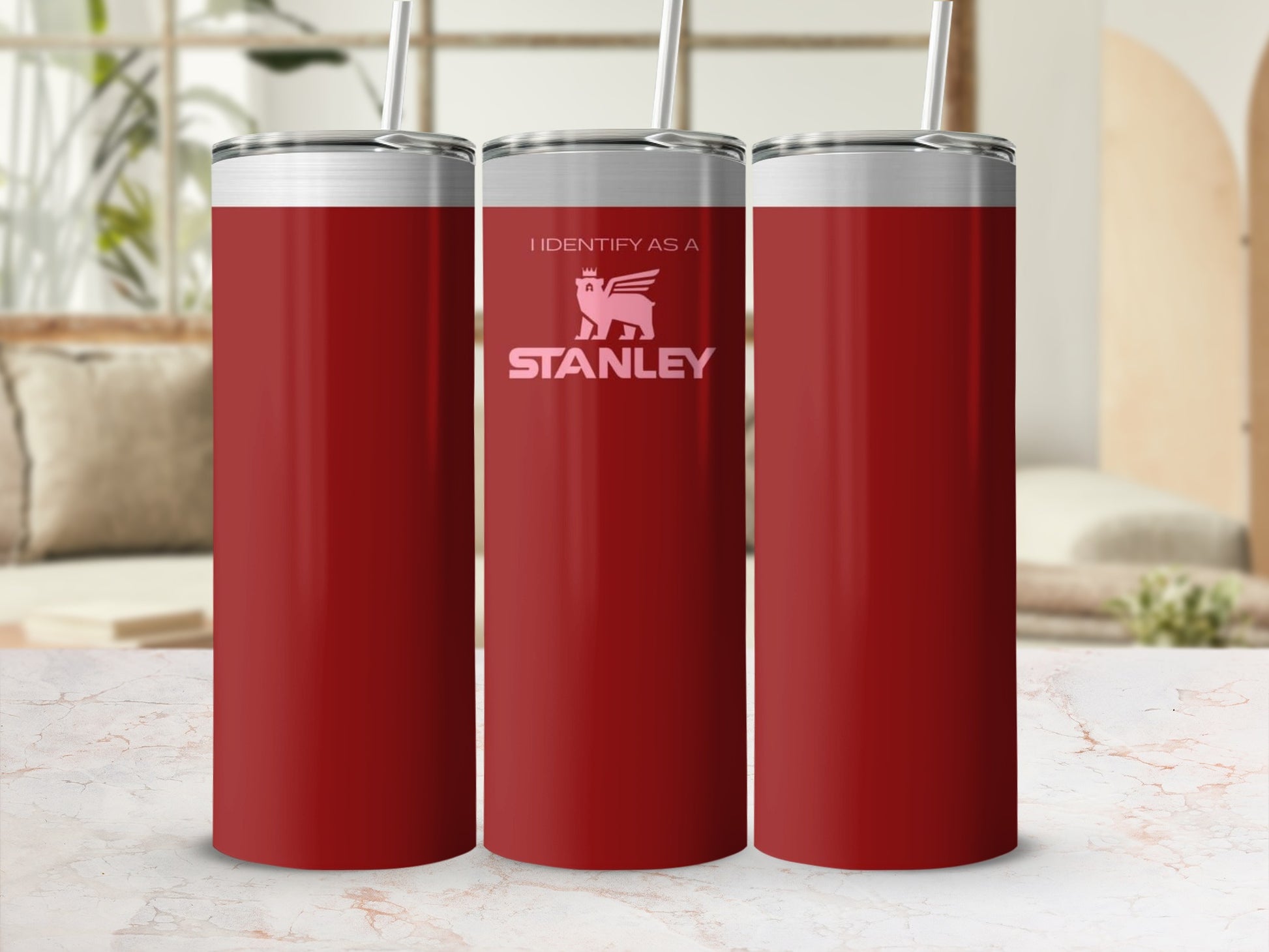 I Identify As A Stanley Engraved Red Tumbler Cup