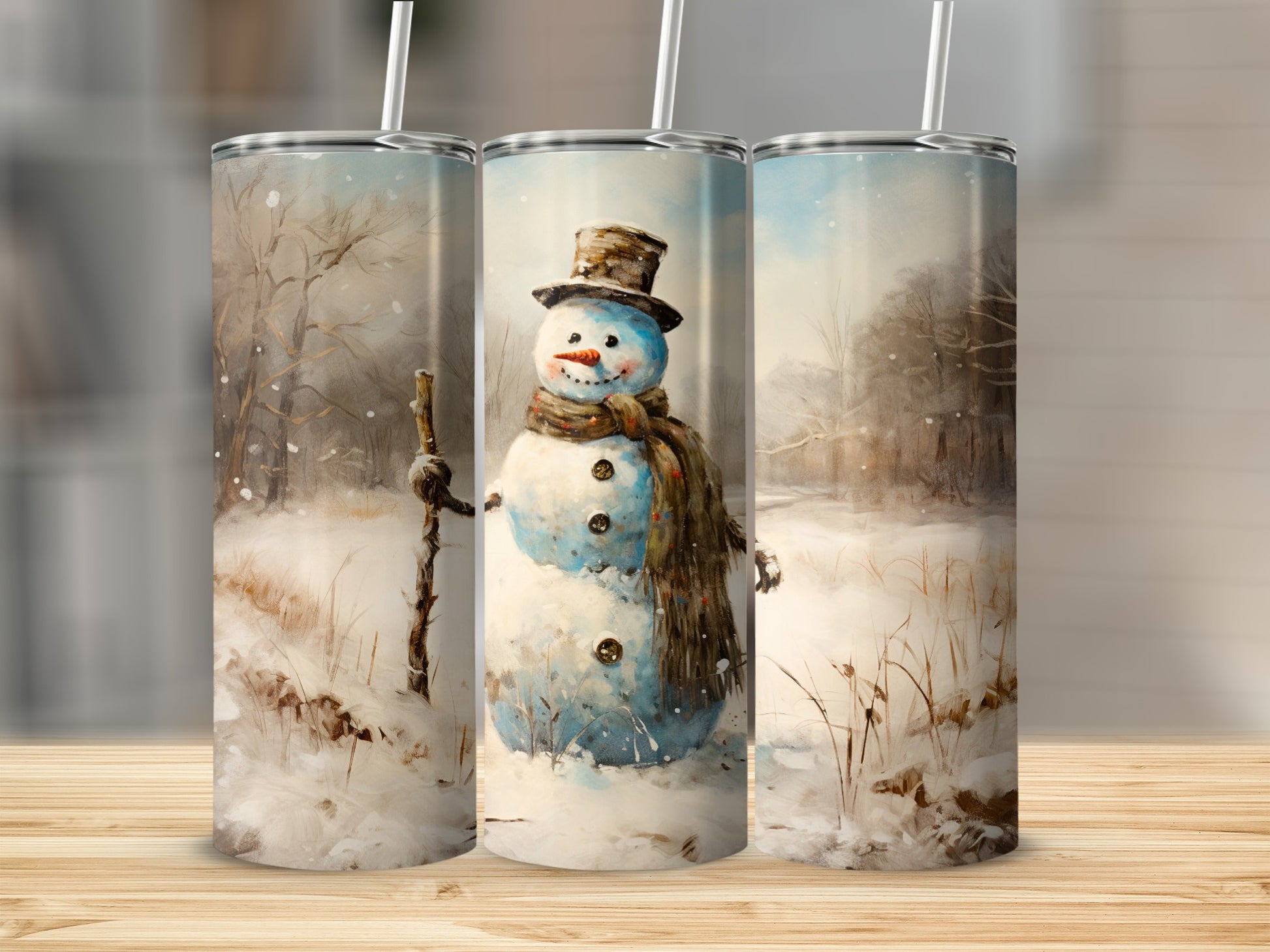 Frosty Snowman Winter Scene Tumbler Cup Product