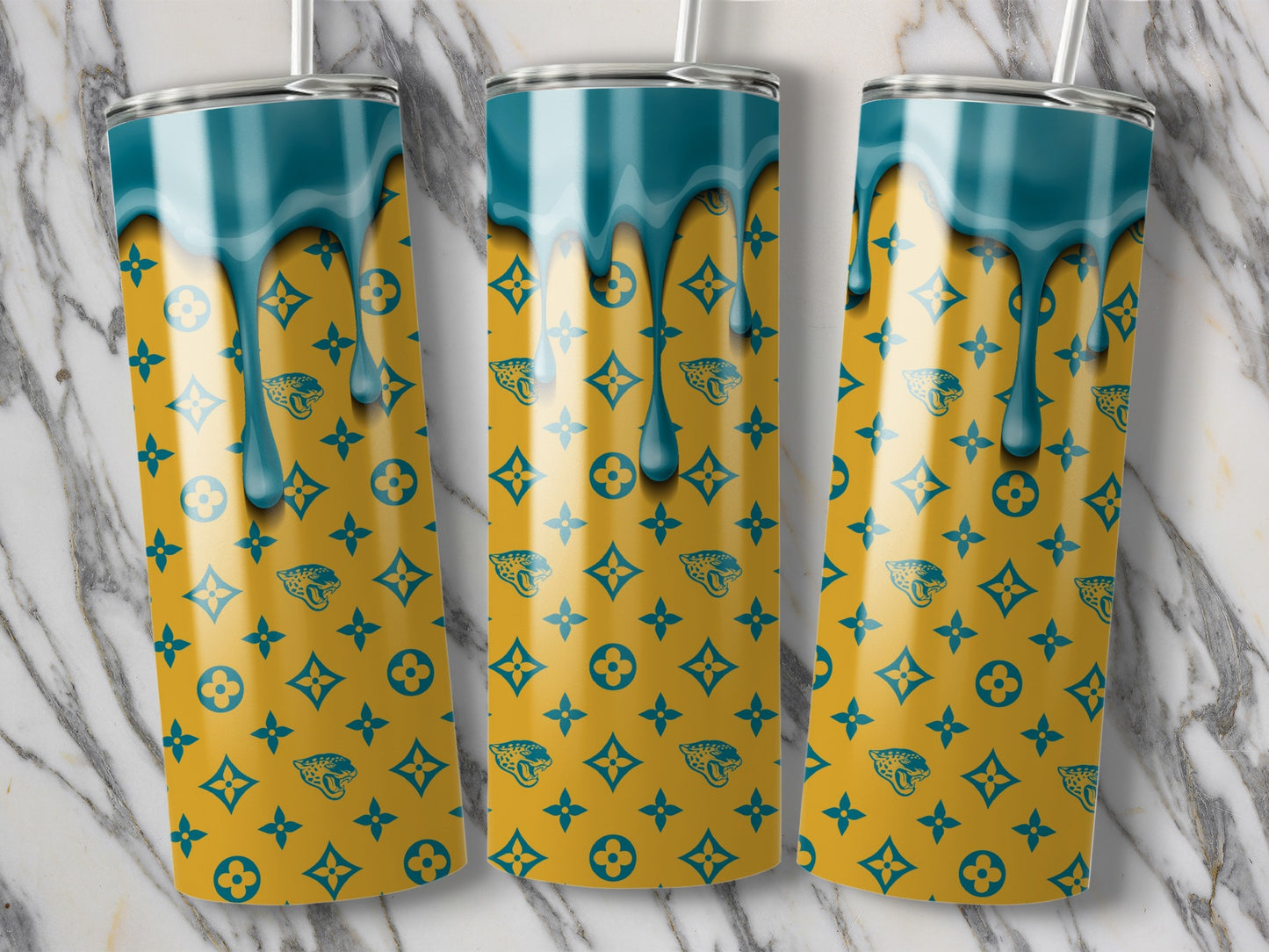 Jaguars LV Inspired with Drip Theme Tumblers
