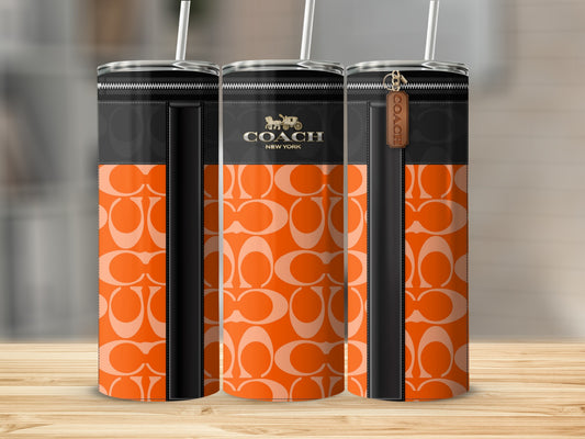 Stylish Orange Coach New York Logo Tumbler Cup