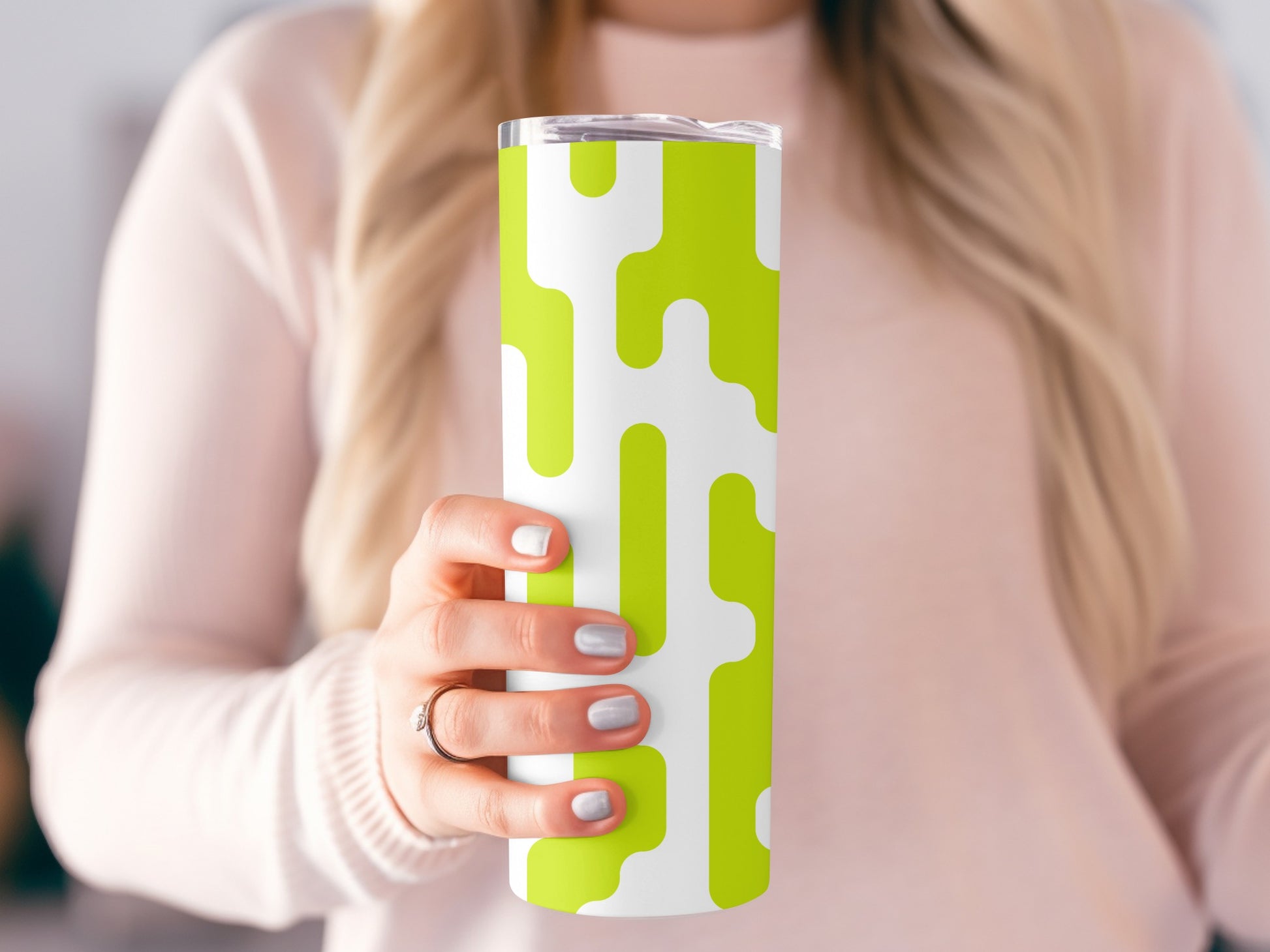 Vibrant Geometric Pattern Stainless Steel Tumbler