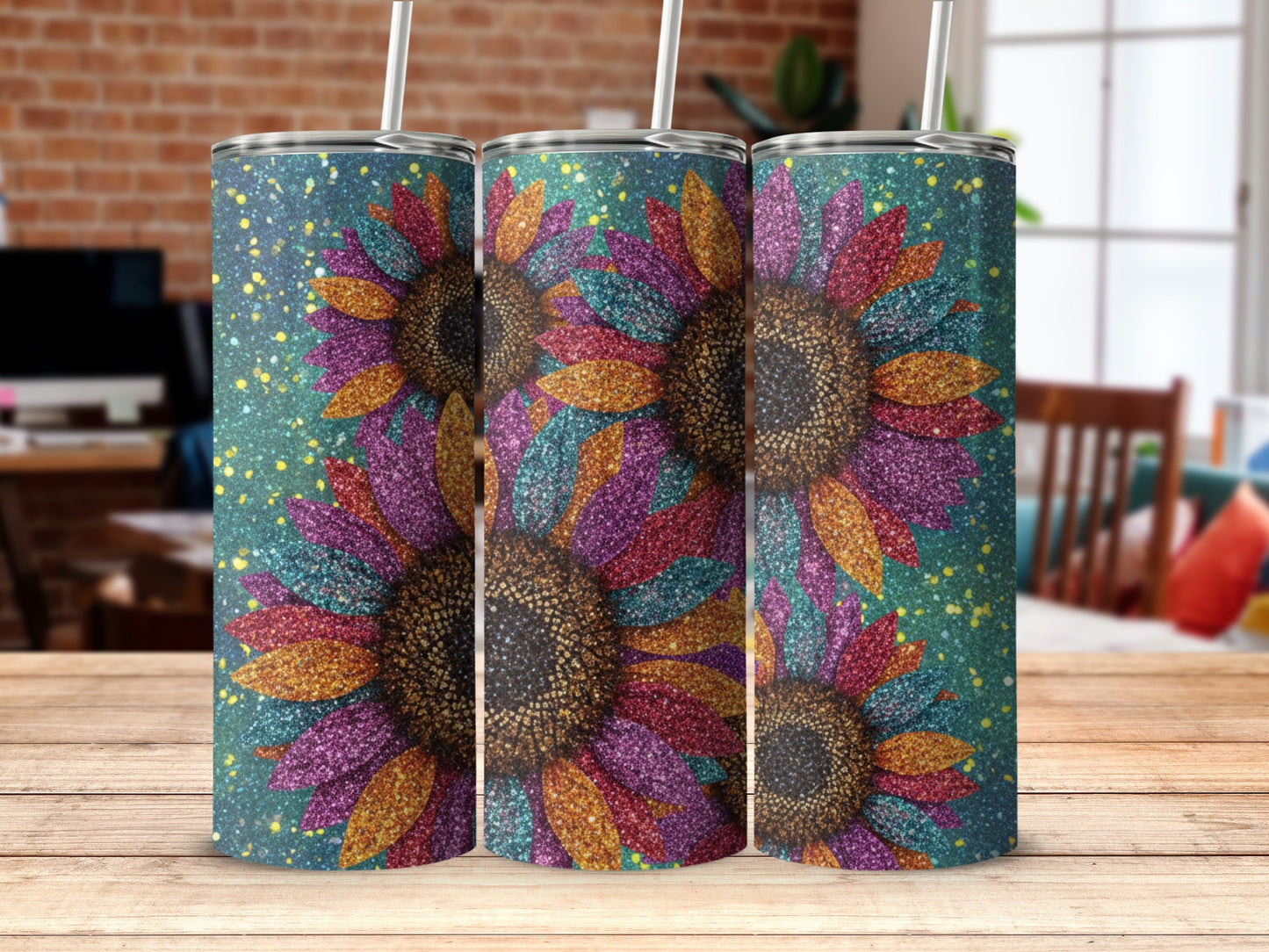 Vibrant Sunflower Art Patterned Drinkware Accessory