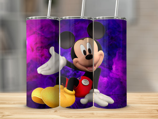 Mickey Mouse Purple Smoky Background Tumbler