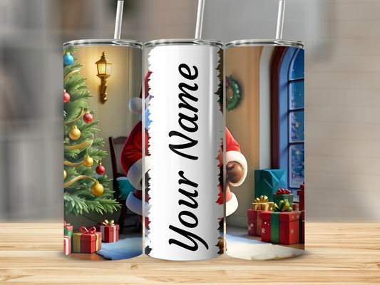 Personalized Christmas Santa Claus Tumbler Cup with Straw