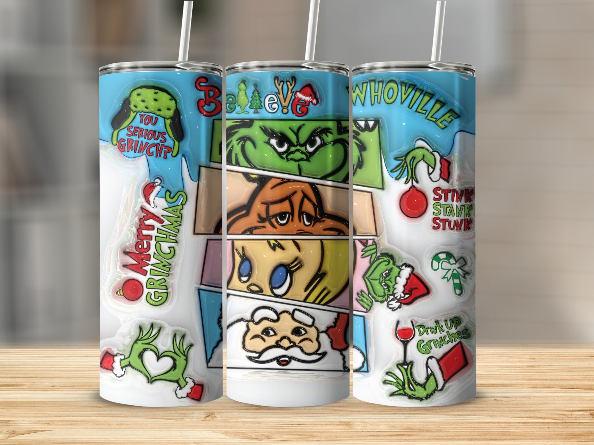 Colorful Grinch Christmas Whoville Design Tumbler