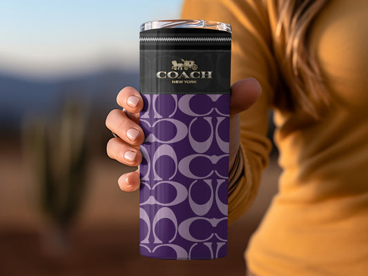 Purple Designer Coach Tumbler with Iconic Logo Design