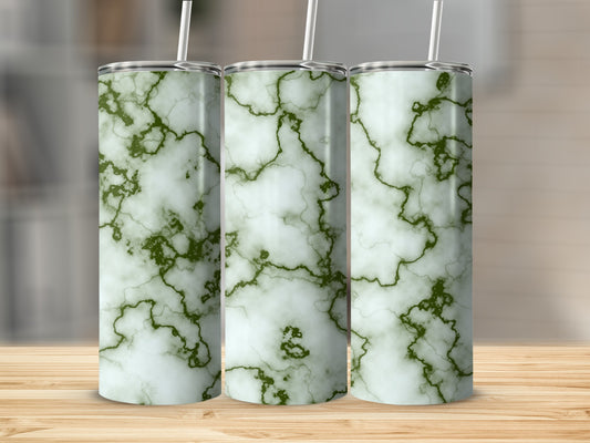 Elegant Marble Design Green Veins and Light Background Tumblers