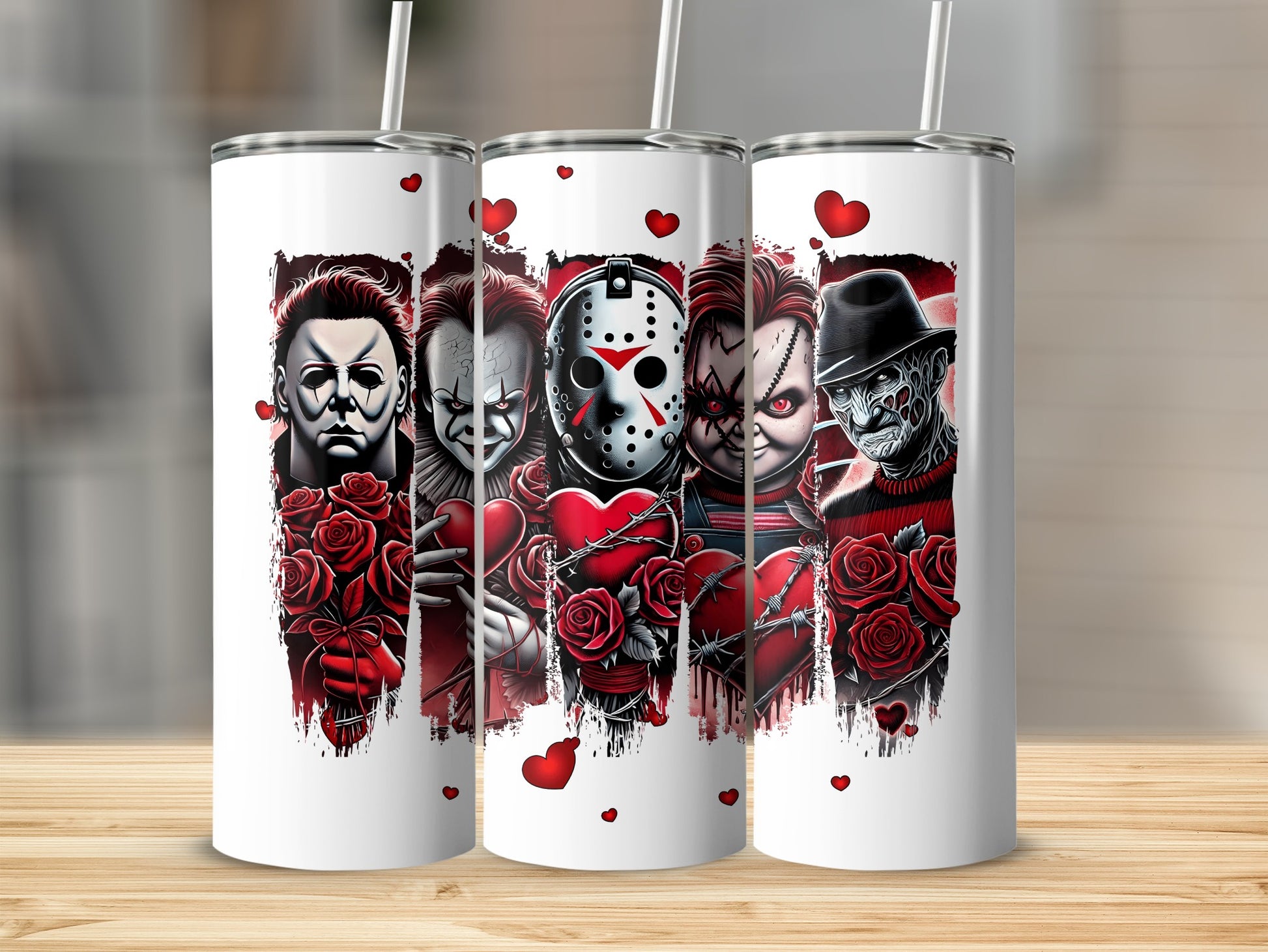 Creepy Valentine Horror Icons Hearts Roses Tumbler product type