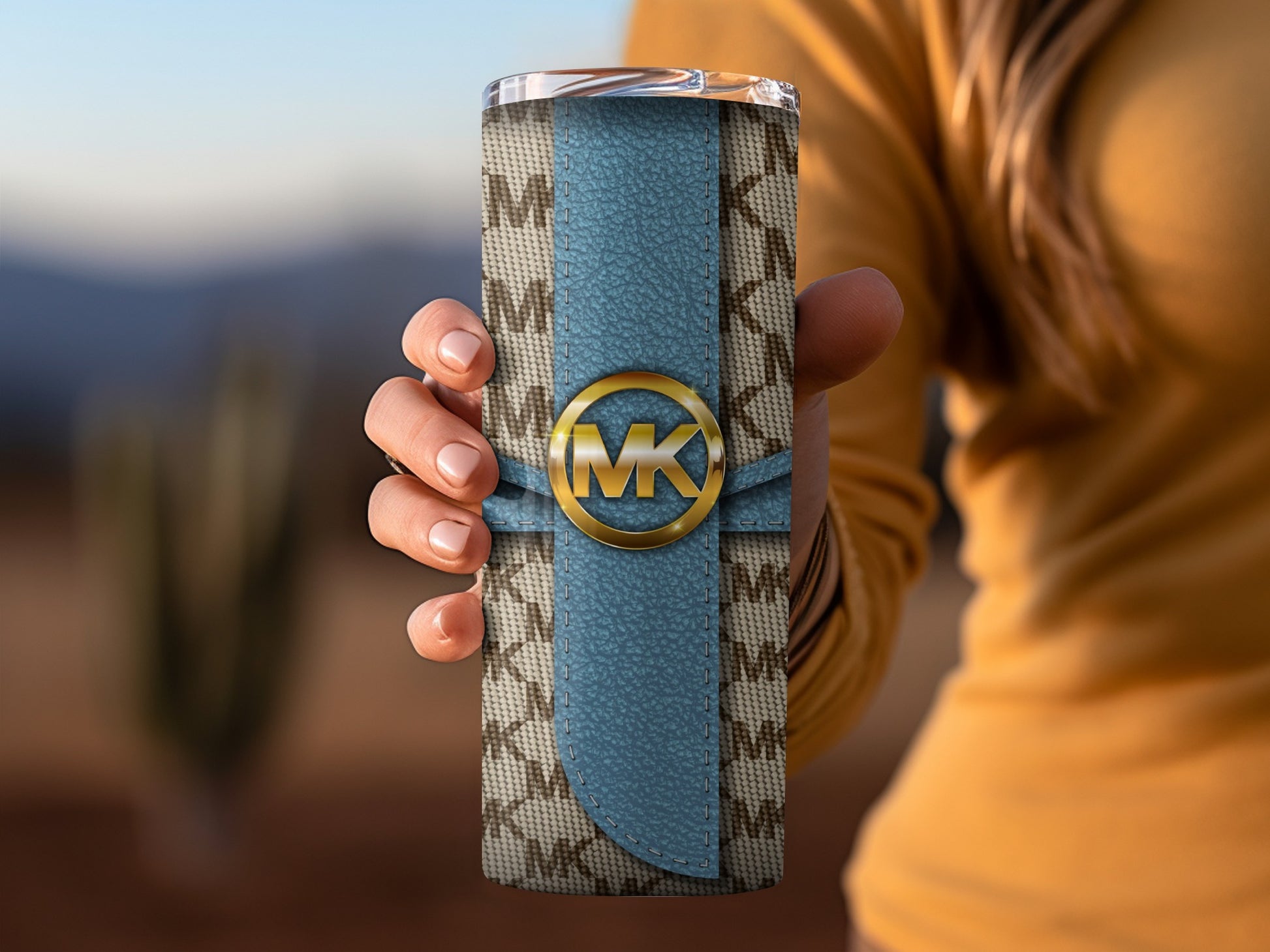 Stylish Travel Mug with Iconic Monogram Pattern