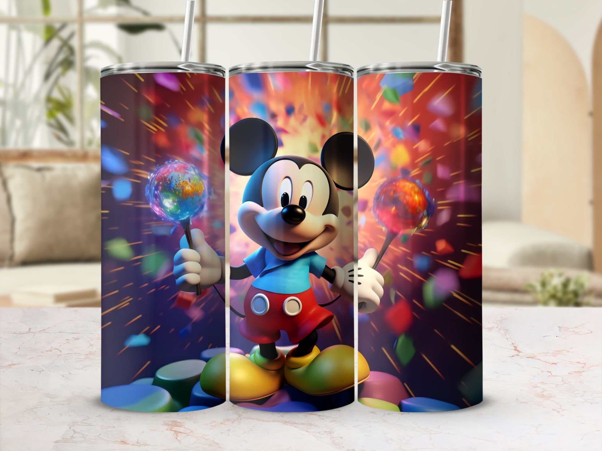 Colorful Cartoon Character with Lollipop Tumbler