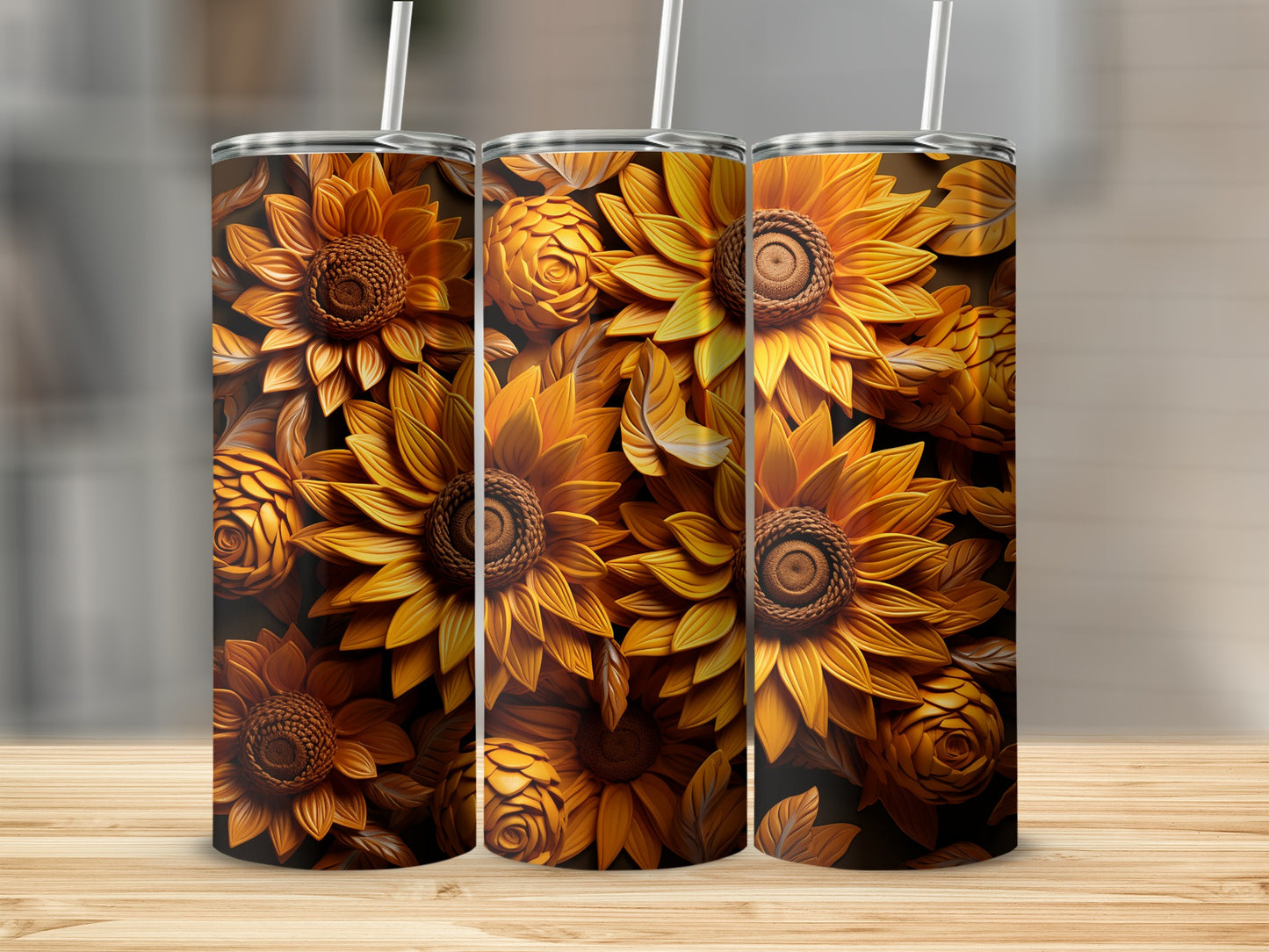 Vibrant Sunflower Design Insulated Tumbler Cups