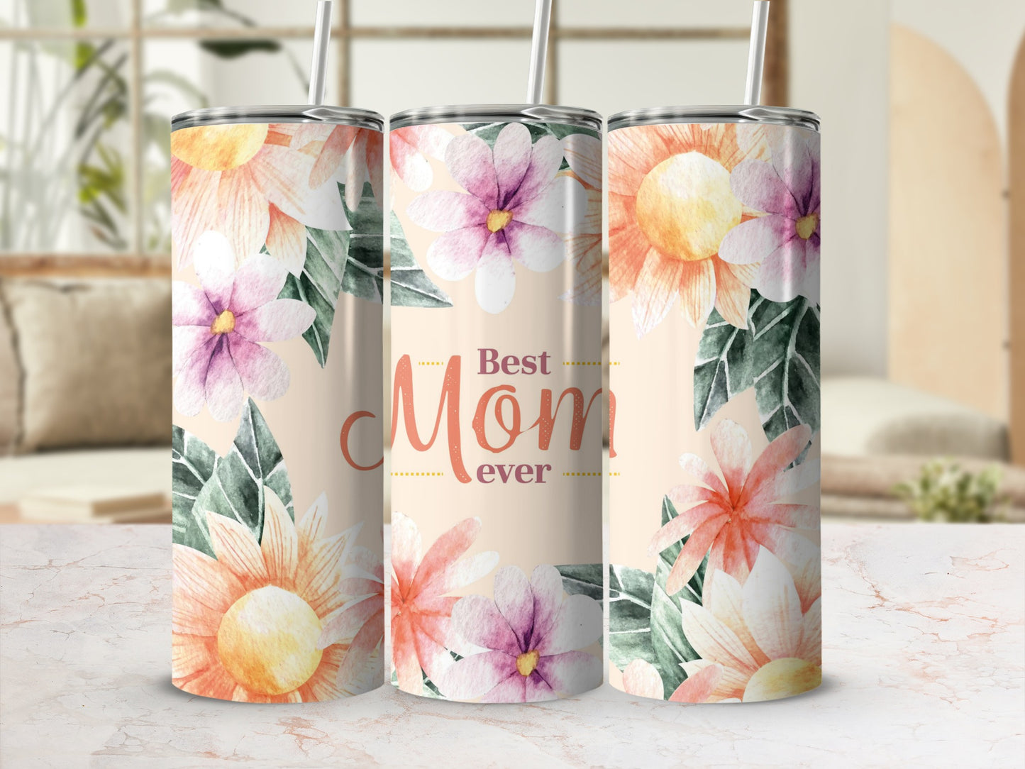 Floral Best Mom Ever Tumbler Perfect Gift For Mother's Day