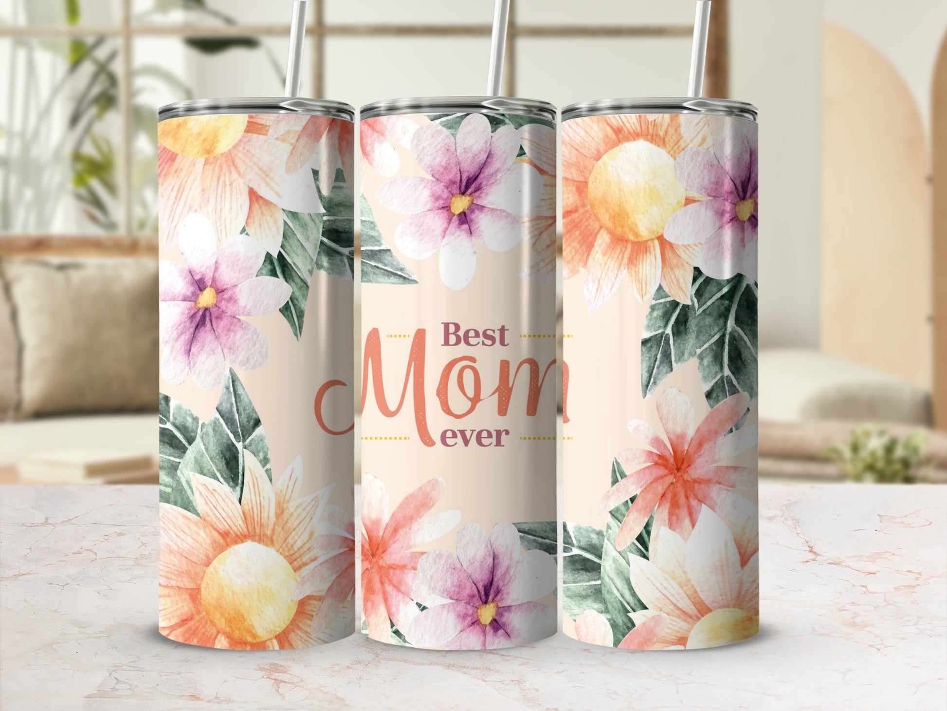 Floral Best Mom Ever Tumbler Perfect Gift For Mother's Day
