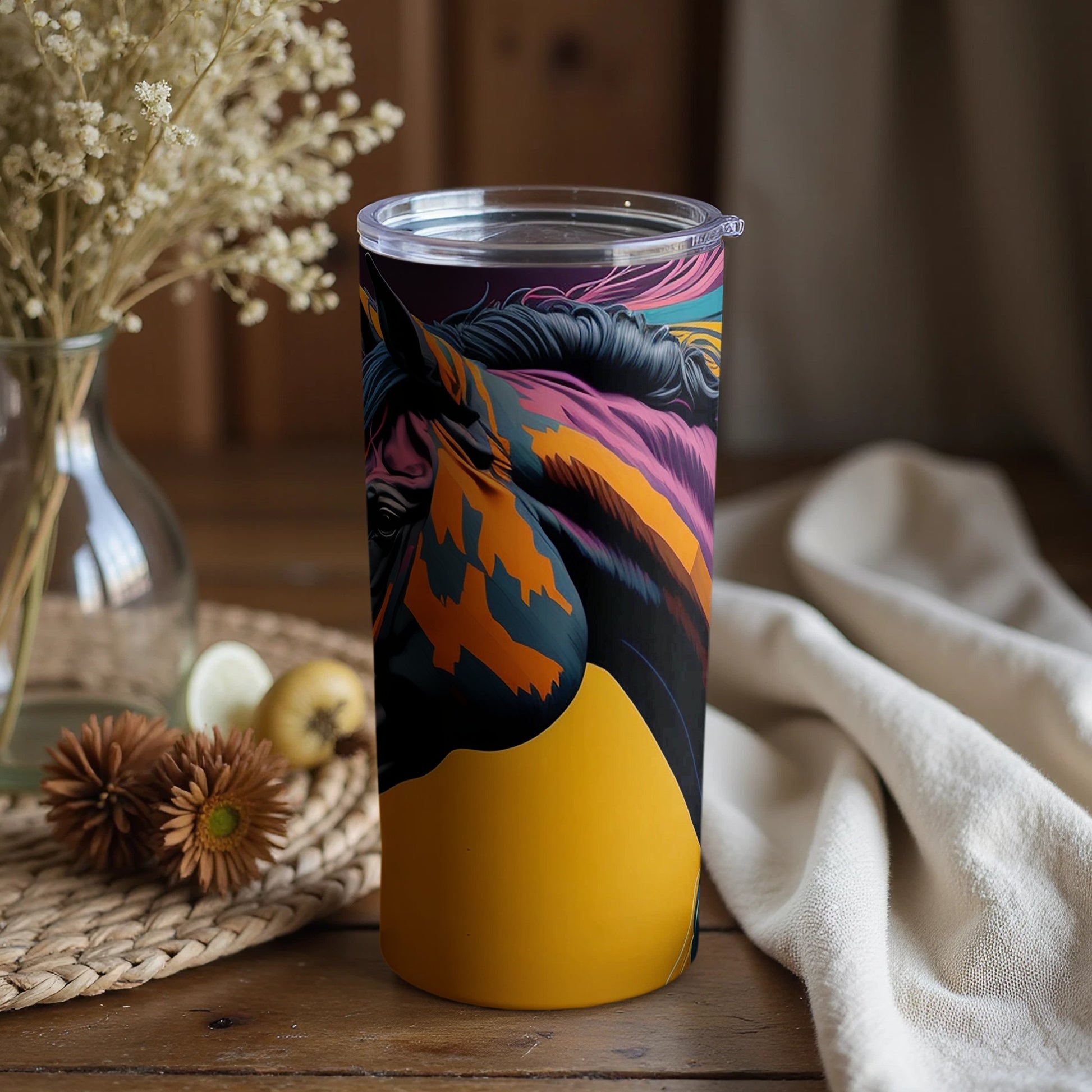 Colorful Artistic Abstract Horse Print Tumbler