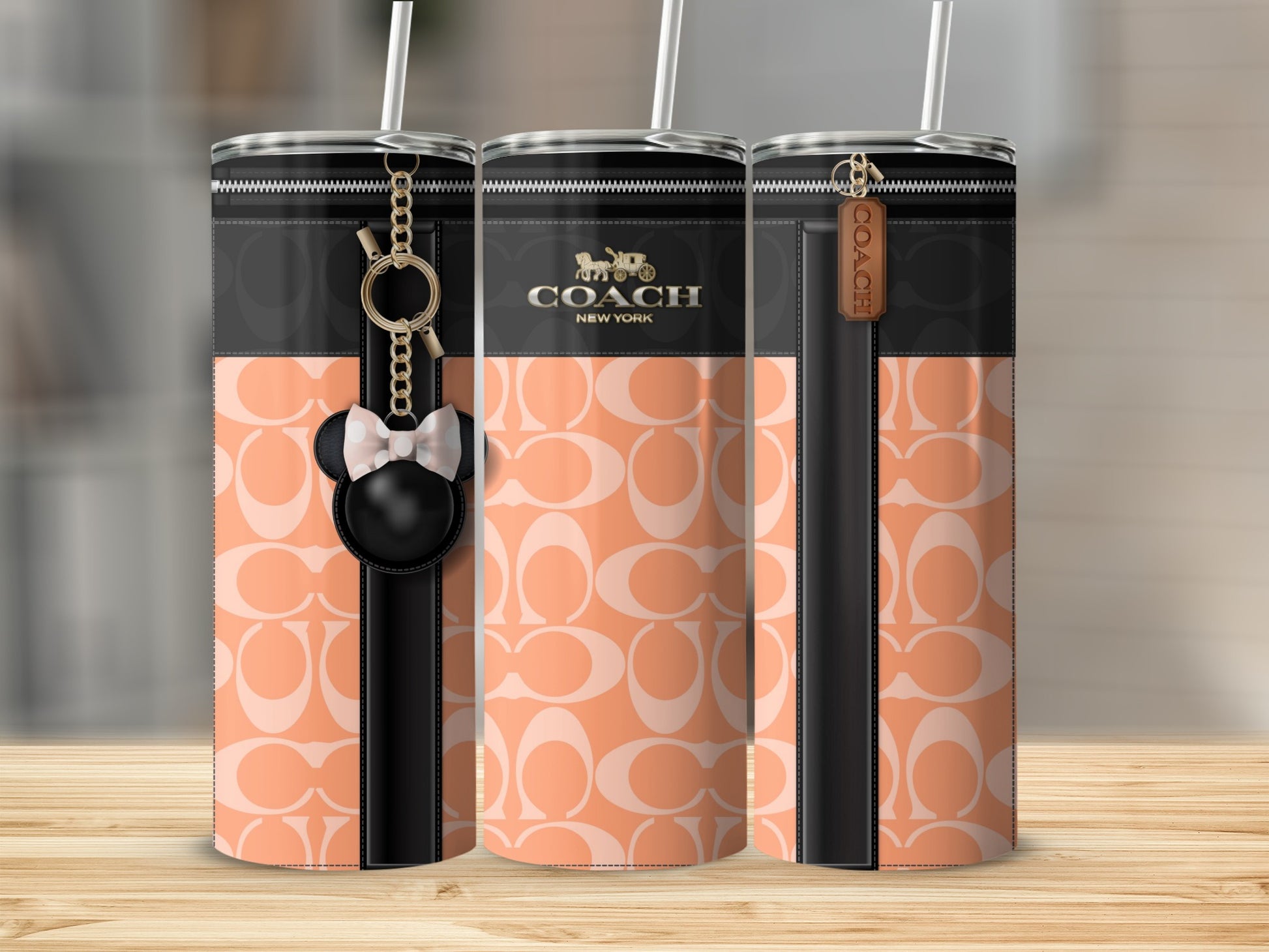 Stylish Coach New York Branded Tumblers With Keychain Accessory