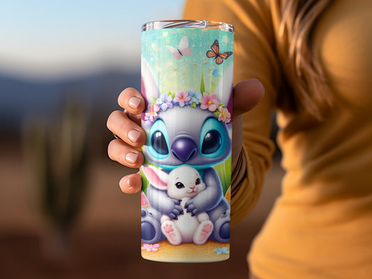 Cute Animal Design Tumbler with Floral Accents Tumbler